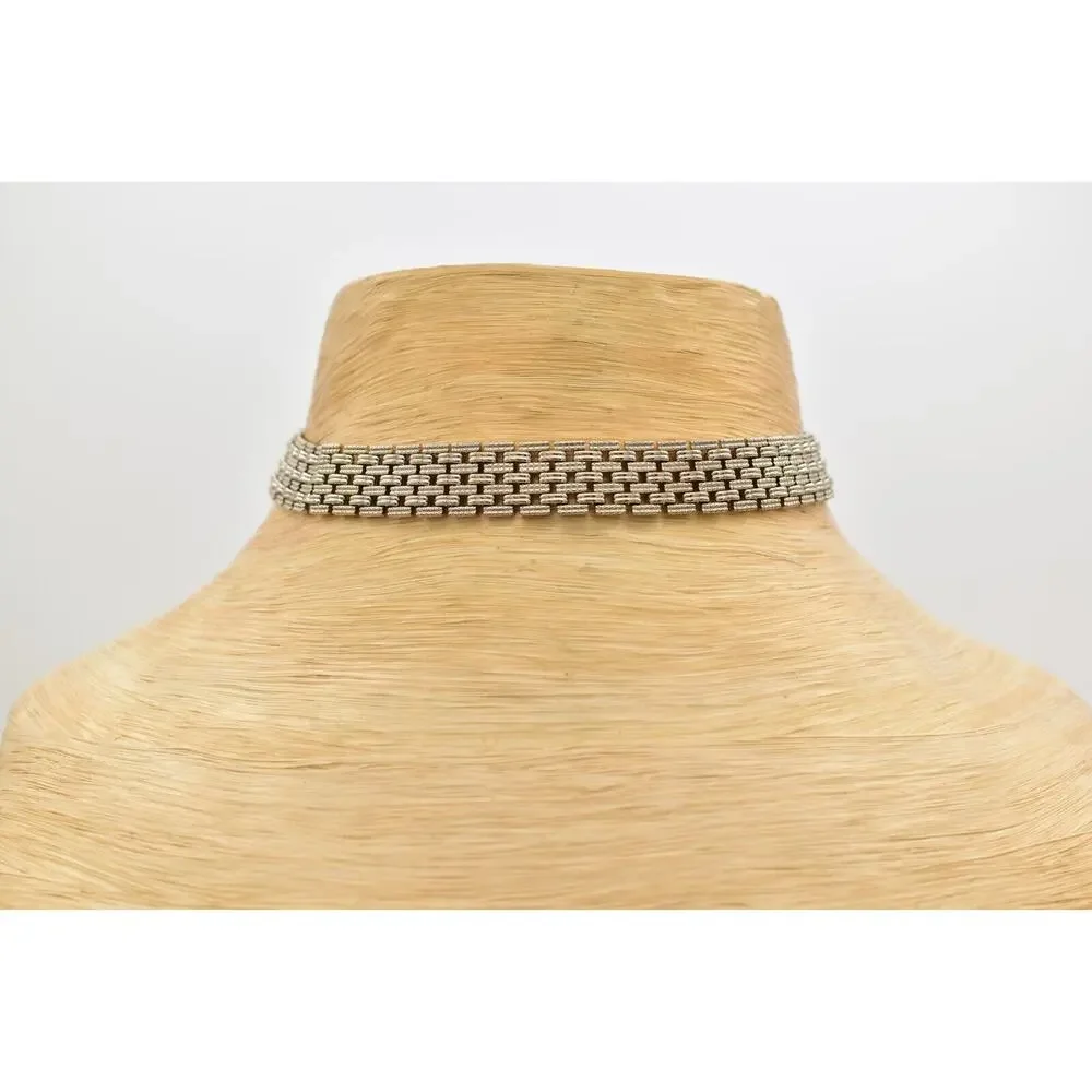 Vintage Statement Choker Necklace Silver Tone Chain Linked Chunky 1970s BinBJ